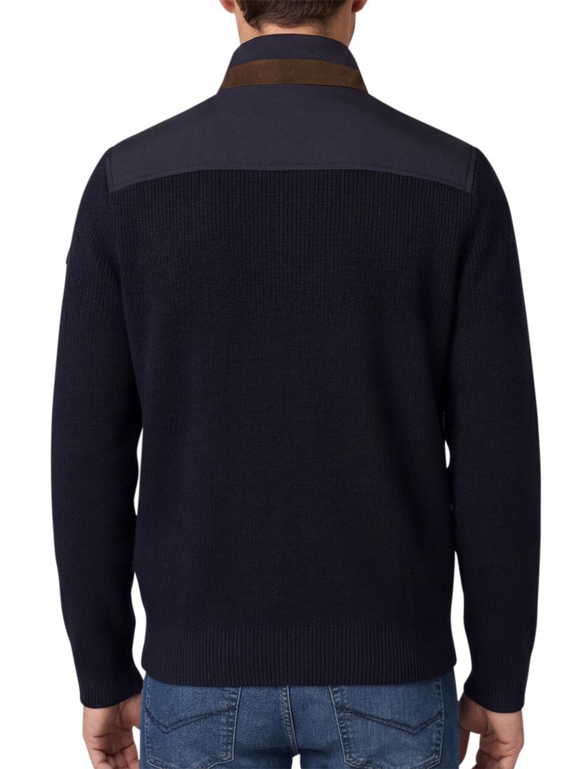 vest Bugatti effen donkerblauw wijde fit