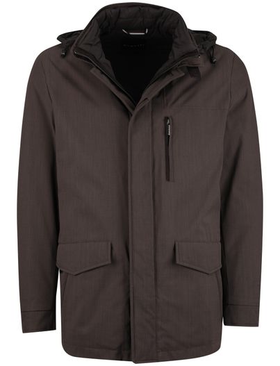 Bugatti Bugatti winterjas bruin afneembare capuchon polyester