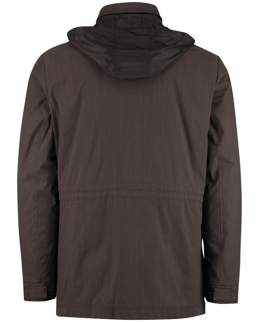 Bugatti winterjas bruin afneembare capuchon effen