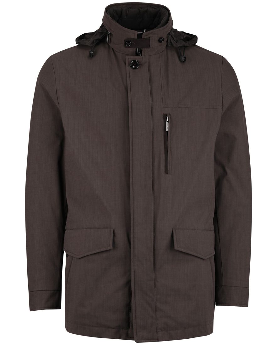 Bugatti winterjas bruin afneembare capuchon effen