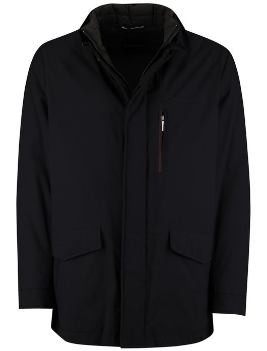 Bugatti Winterjas Donkerblauw capuchon in de kraag