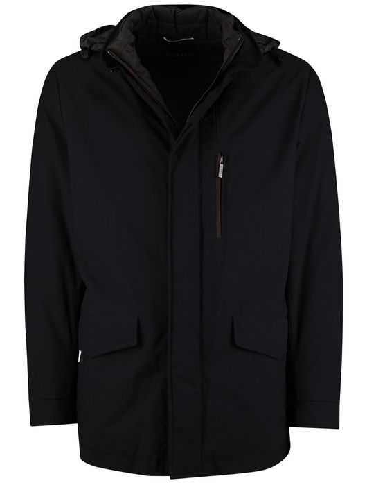 Bugatti Winterjas Donkerblauw capuchon in de kraag