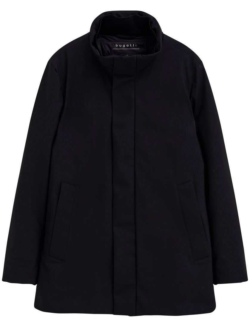 Bugatti jas zwart effen met rits en knopen