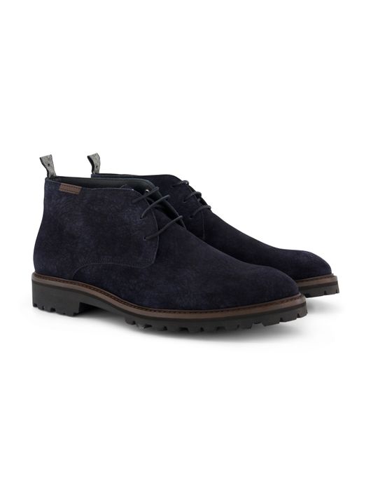 Donkerblauwe geprinte veterschoen Floris van Bommel