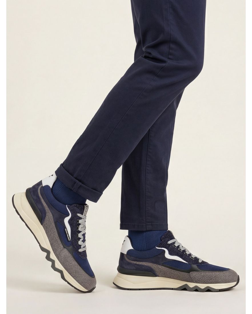 Sneaker grijs Floris van Bommel leer geprint