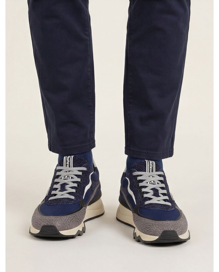 Sneaker grijs Floris van Bommel leer geprint