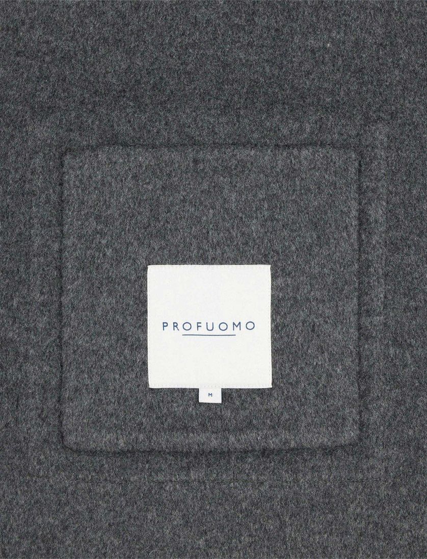 Overshirt Profuomo grijs wol gemêleerd slim fit