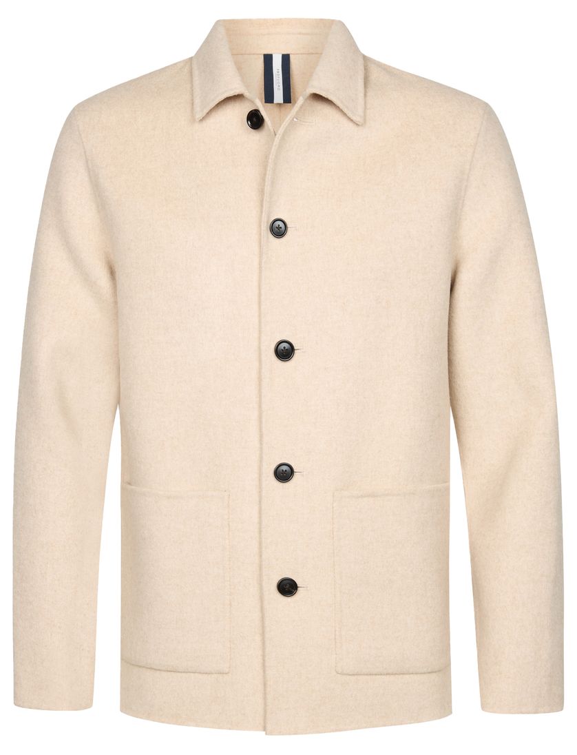 Overshirt Profuomo beige effen normale fit