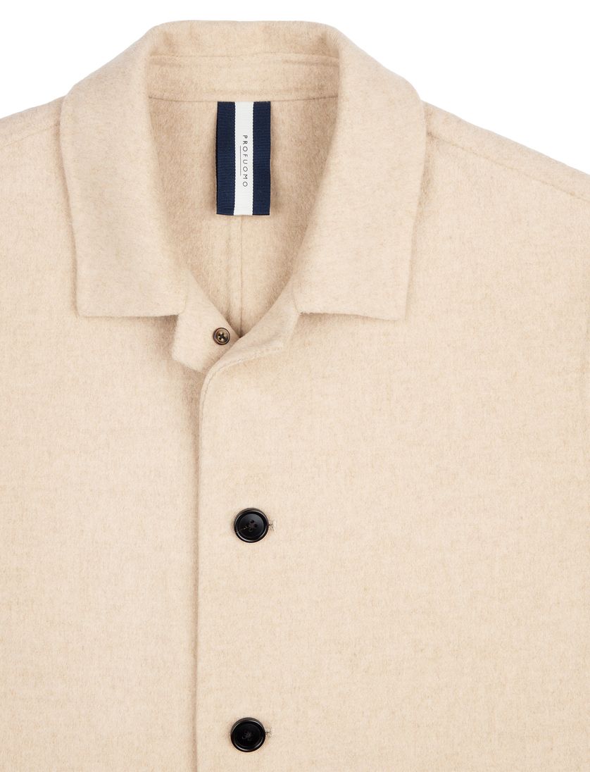 Overshirt Profuomo beige effen normale fit