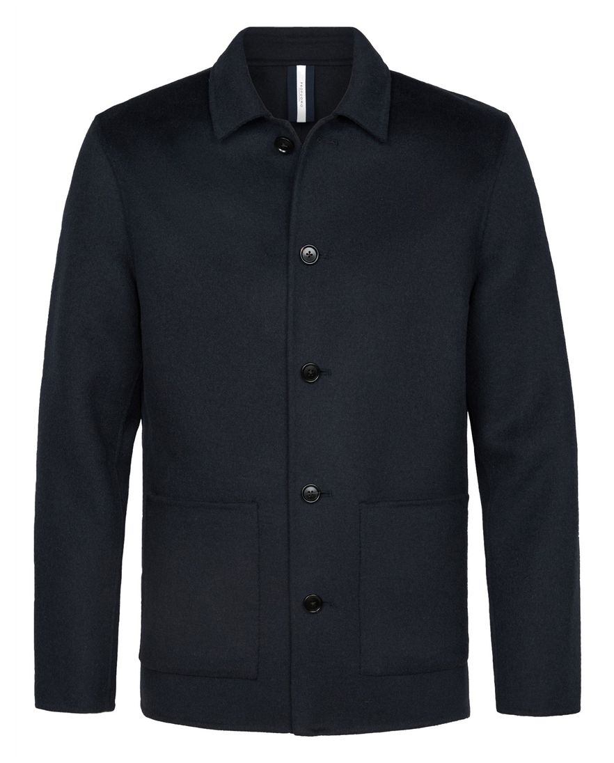 Profuomo Wool Button overshirt donkerblauw