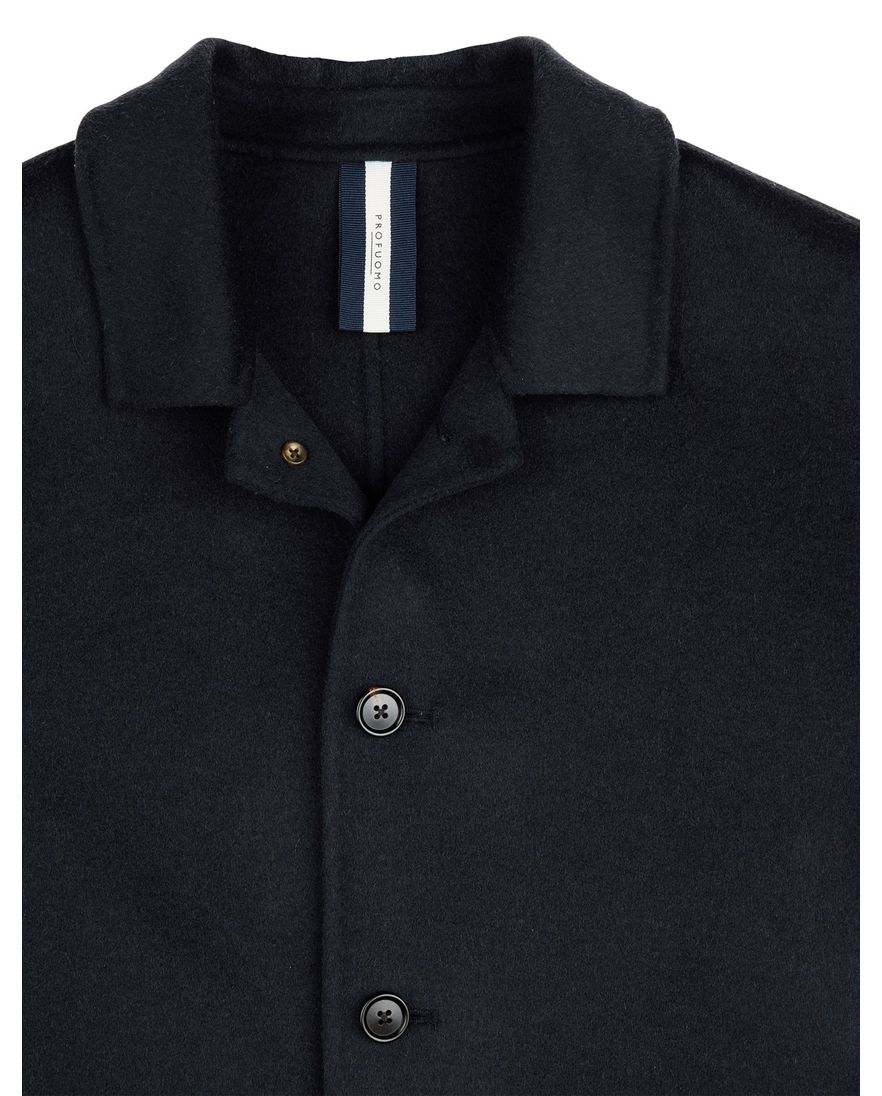 Profuomo Wool Button overshirt donkerblauw