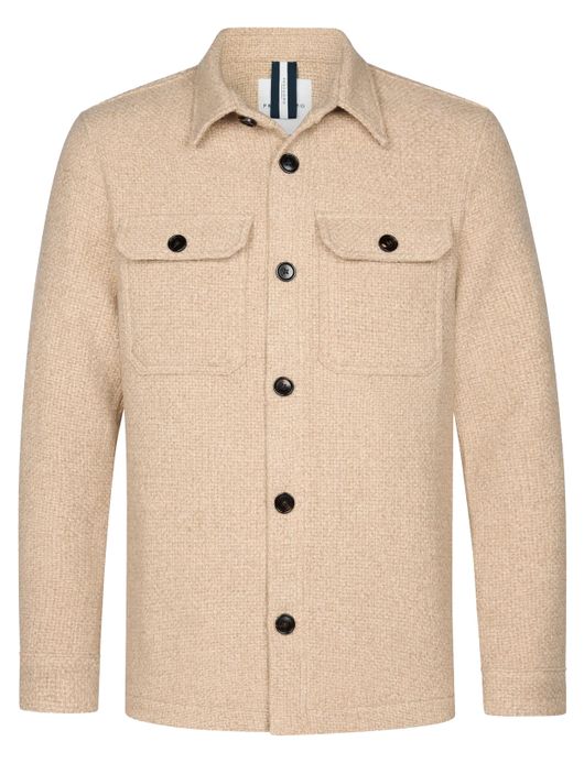 Profuomo overshirt beige normale fit effen