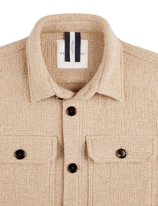 Profuomo overshirt beige normale fit effen