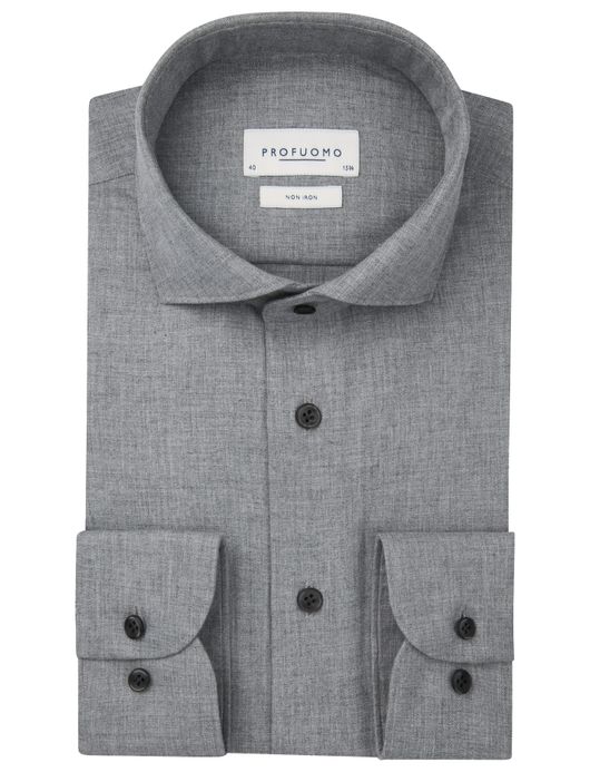 Profuomo overhemd grijs stirijkvrij gemêleerd