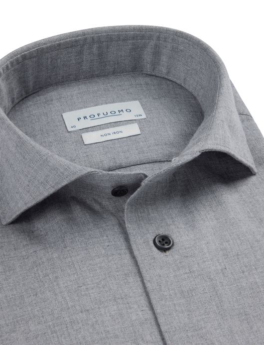 Profuomo overhemd grijs stirijkvrij gemêleerd