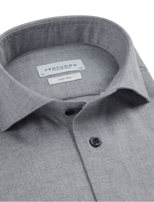 Profuomo overhemd grijs stirijkvrij gemêleerd