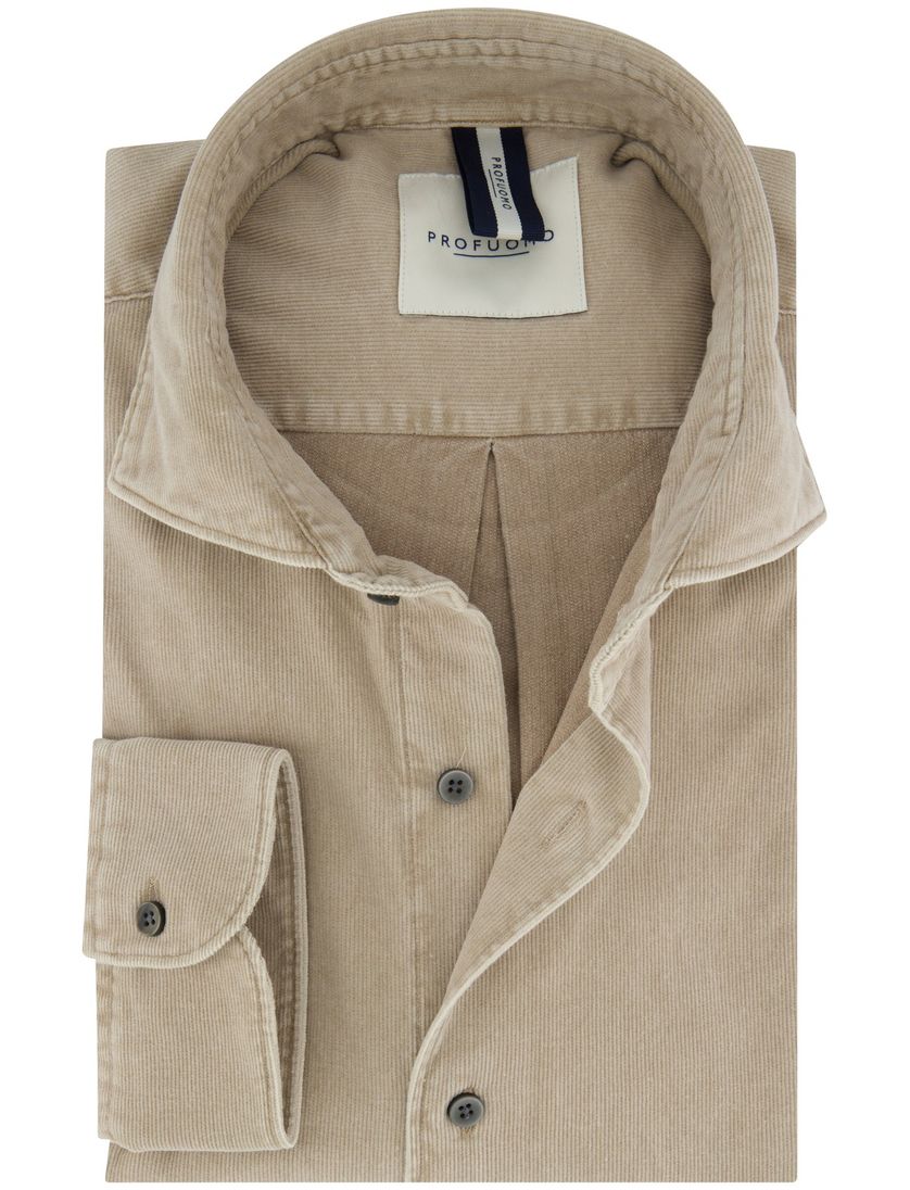 Overhemd Profuomo beige corduroy