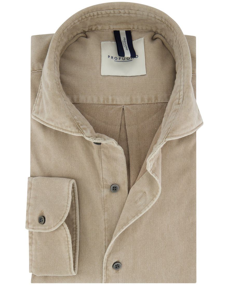 Profuomo overhemd beige corduroy