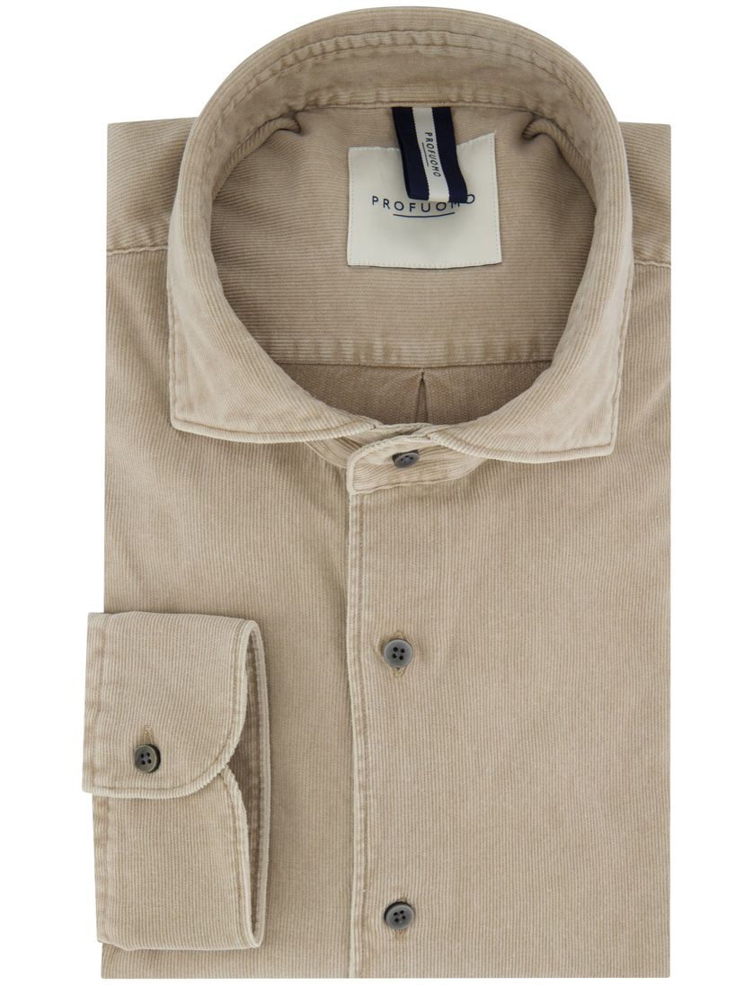 Overhemd Profuomo beige corduroy