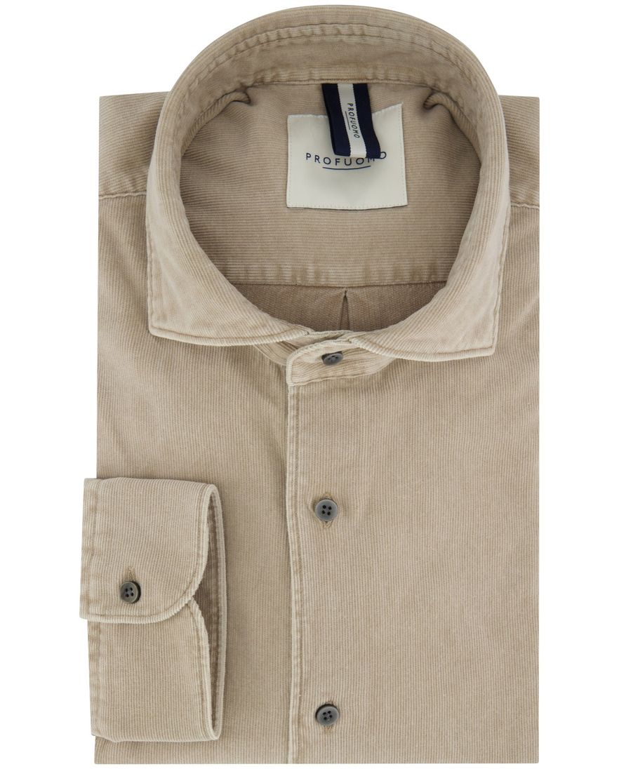 Profuomo overhemd beige corduroy