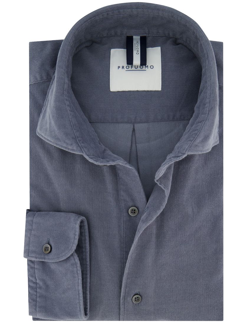 Overhemd Profuomo blauw corduroy