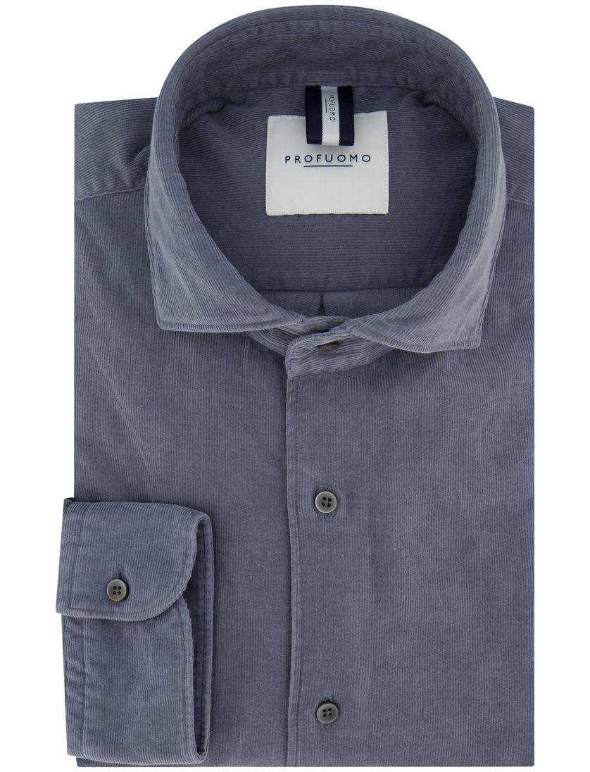 Overhemd Profuomo blauw corduroy