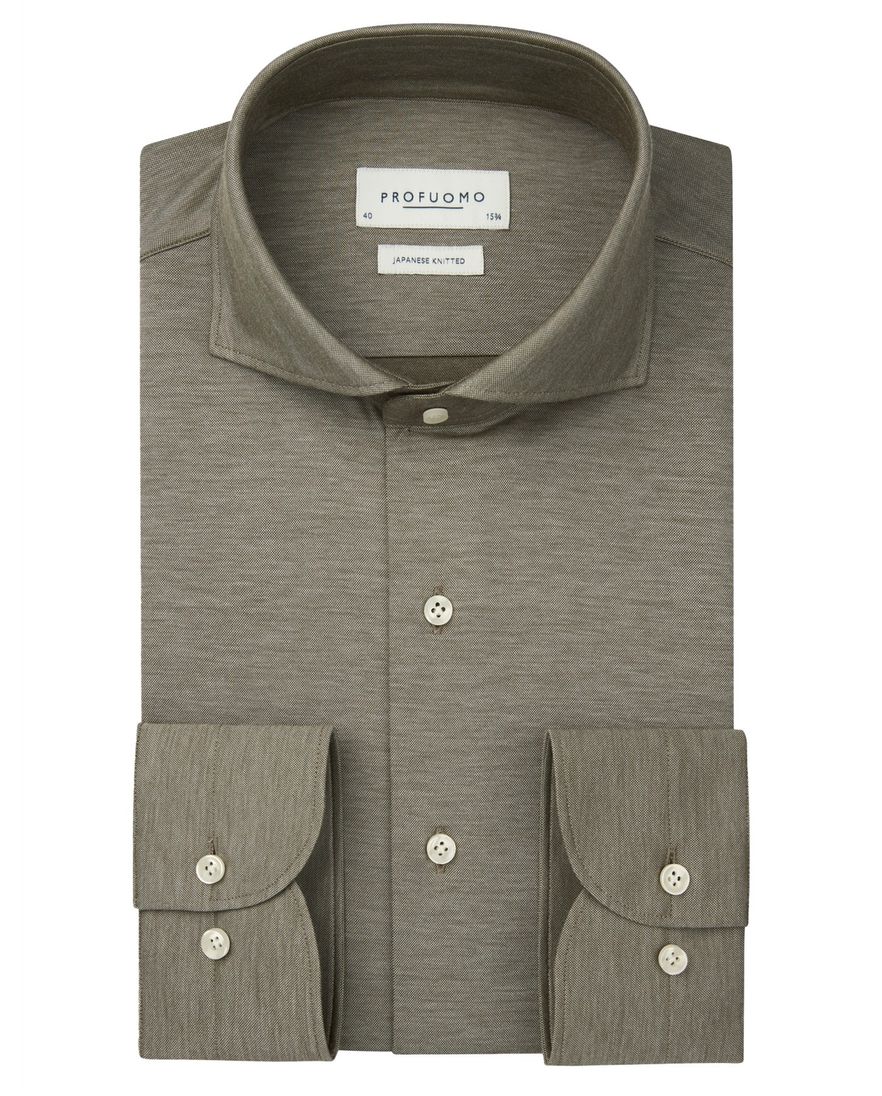 Profuomo Japanese Knitted business overhemd groen