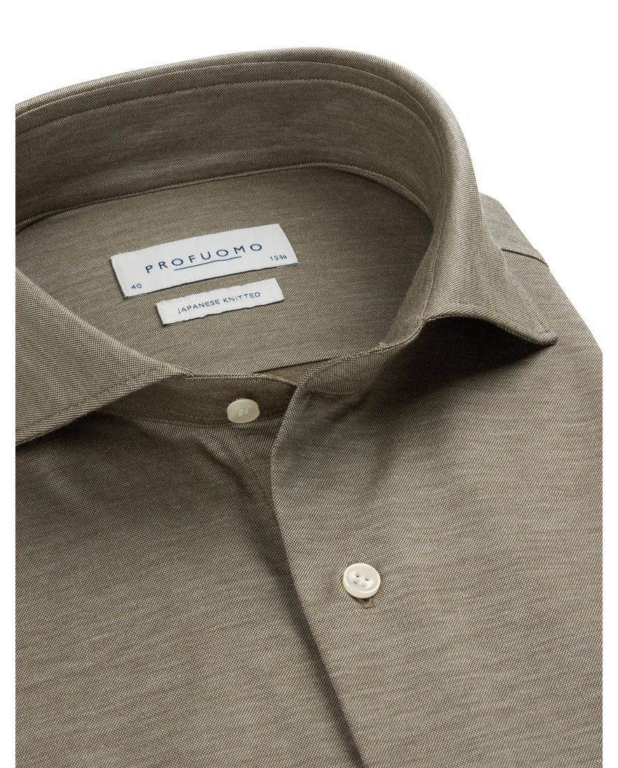 Profuomo Japanese Knitted business overhemd groen