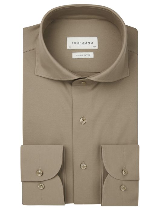 business overhemd bruin Profuomo Japanese Knitted