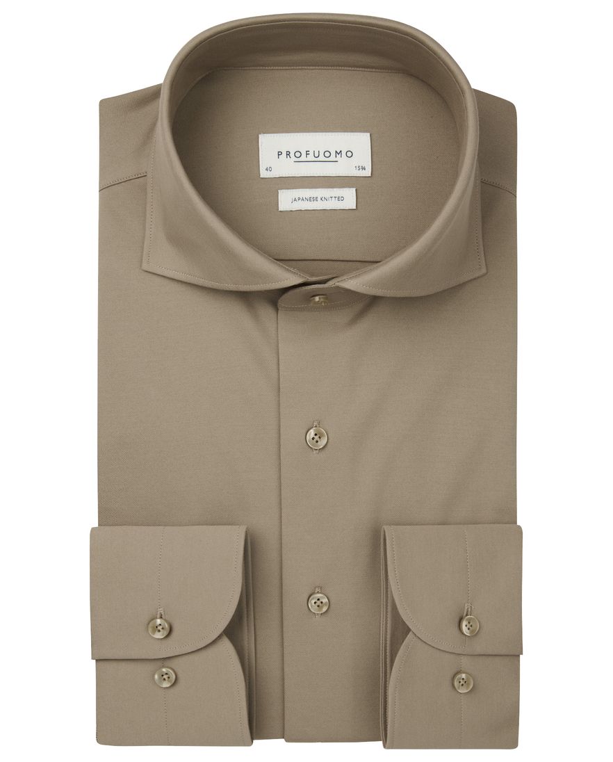 Profuomo japanese knitted overhemd bruin