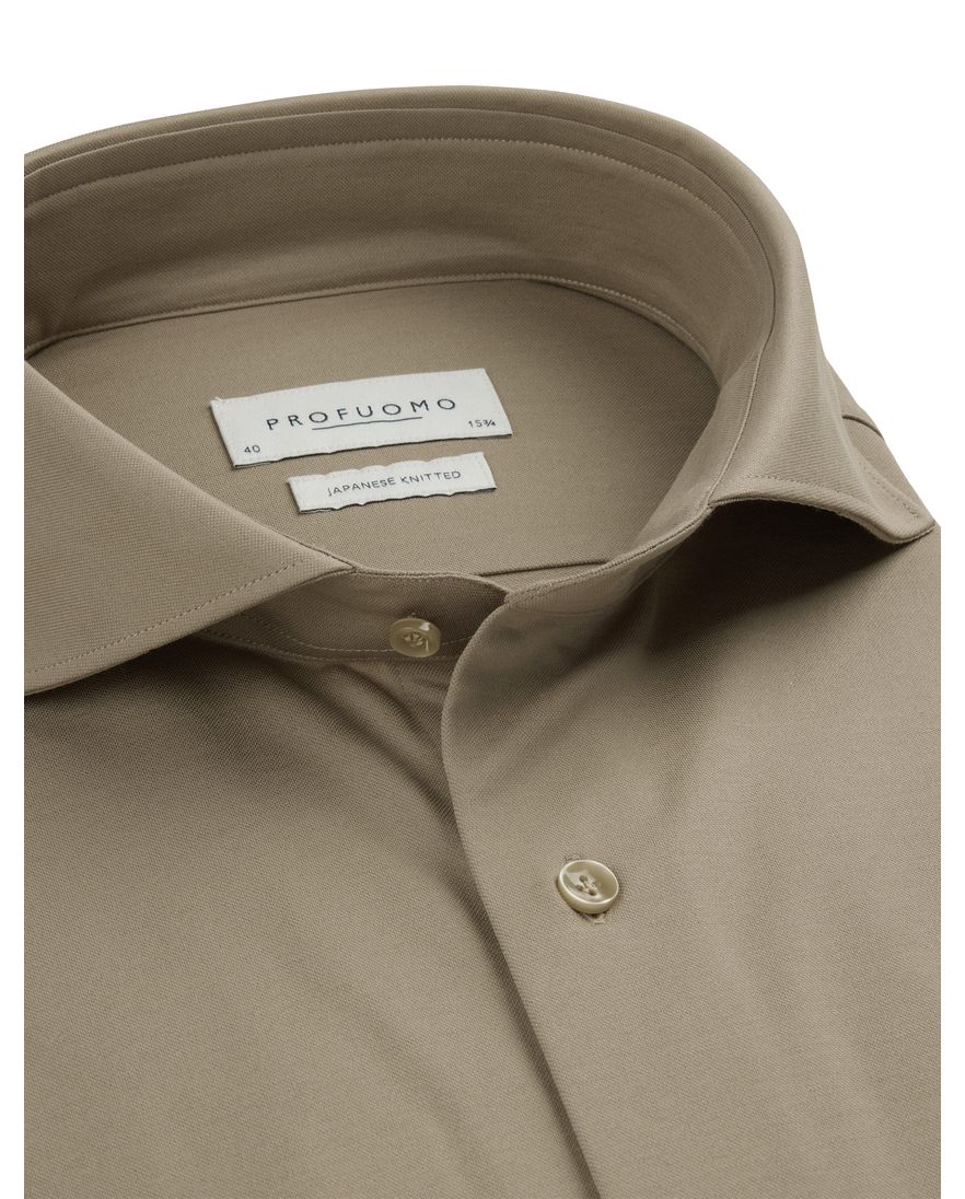Profuomo japanese knitted overhemd bruin
