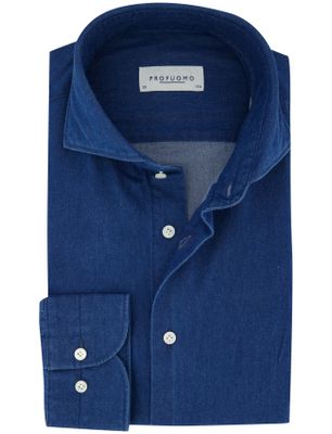 Profuomo Overhemd Profuomo blauw denim katoen