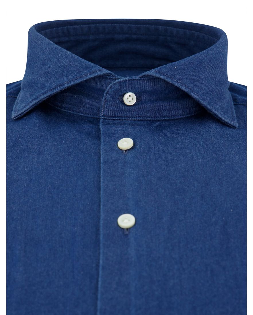 Overhemd Profuomo blauw denim katoen