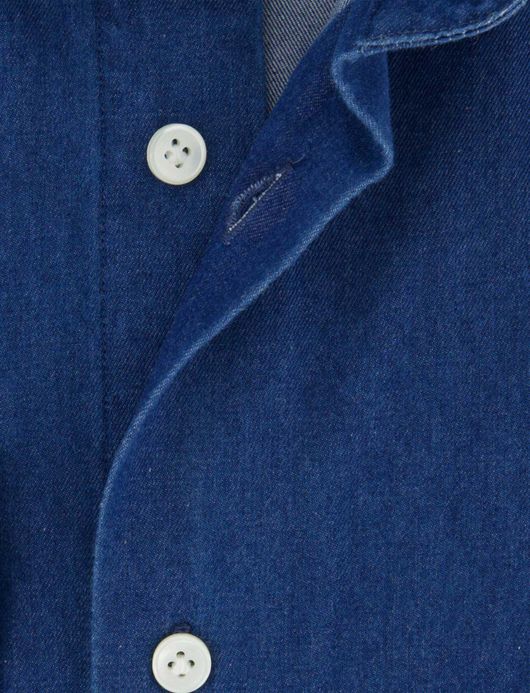 Overhemd Profuomo blauw denim katoen
