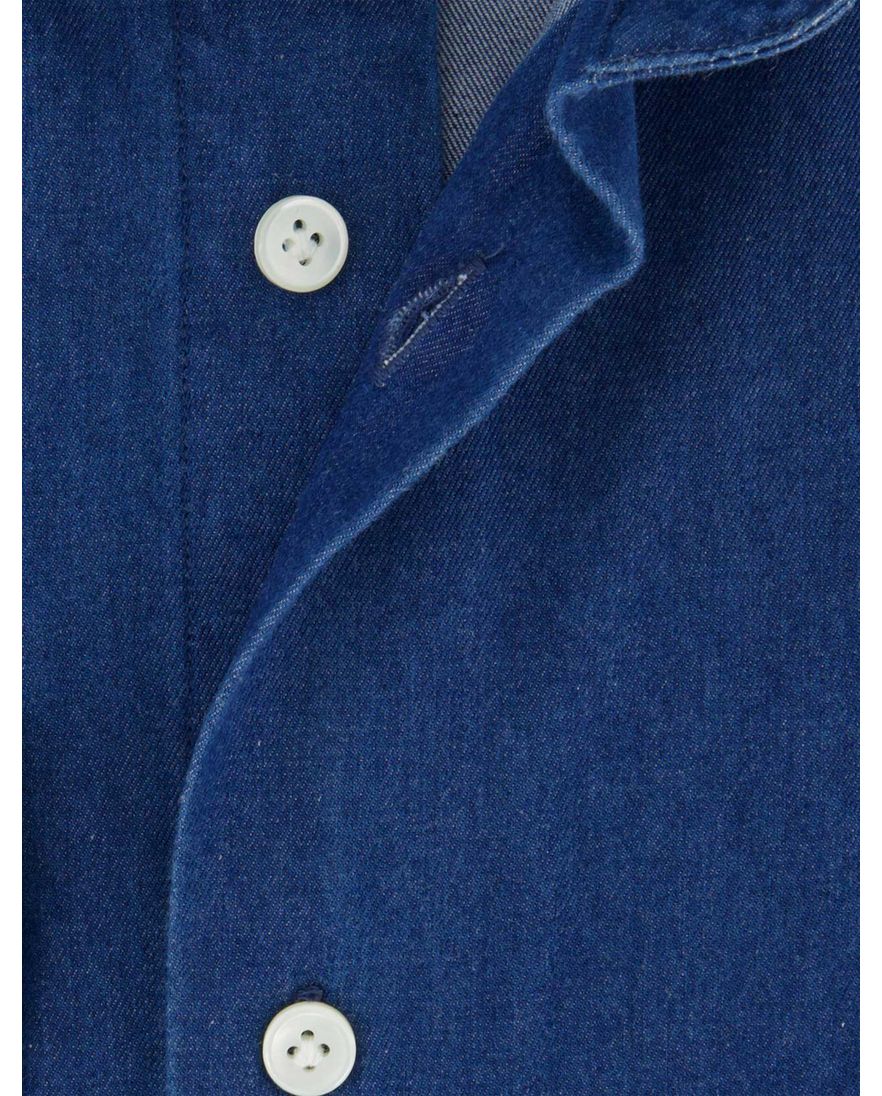 Overhemd Profuomo blauw denim katoen