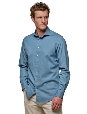 Profuomo Blauw denim Profuomo overhemd ml 5 katoen