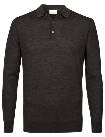 Profuomo polo lange mouw Profuomo bruin normale fit wol