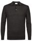 Profuomo polo lange mouw bruin gemeleerd 100% wol