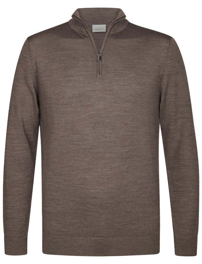 half zip trui Profuomo taupe