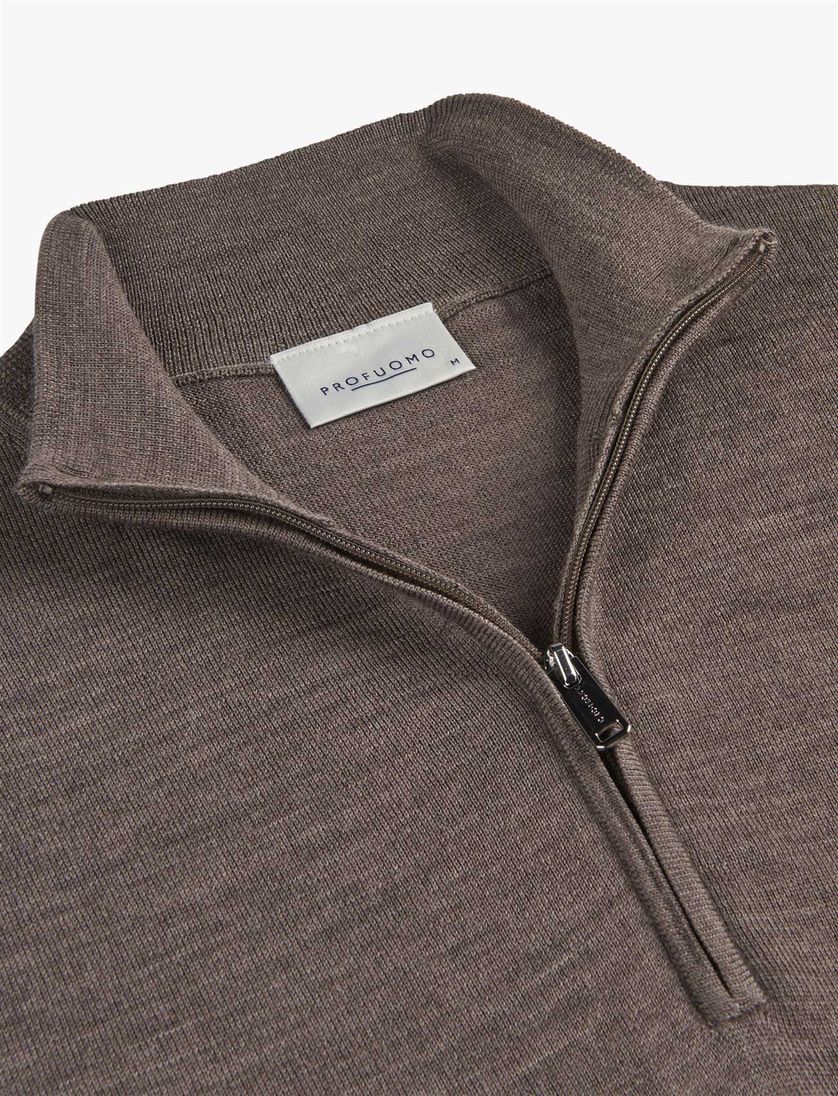 half zip trui Profuomo taupe