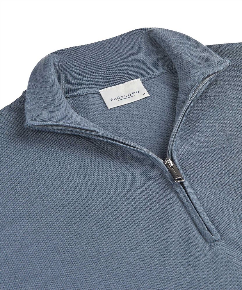 half zip trui Profuomo blauw
