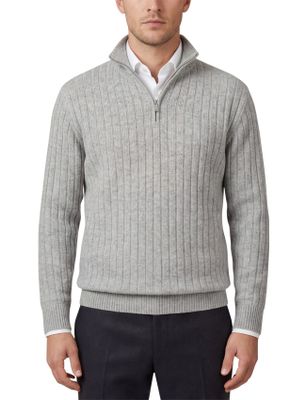 Profuomo Profuomo trui grijs hal zip gebreid