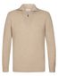 Gebreide trui Profuomo beige half zip effen