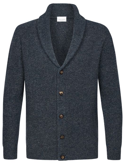 Profuomo vest blauw gebreid wol hoge hals en knopen