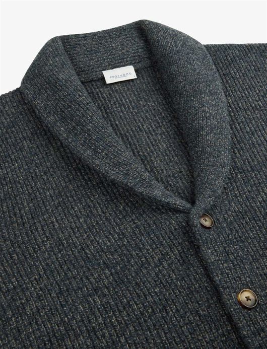 Profuomo vest blauw gebreid wol hoge hals en knopen