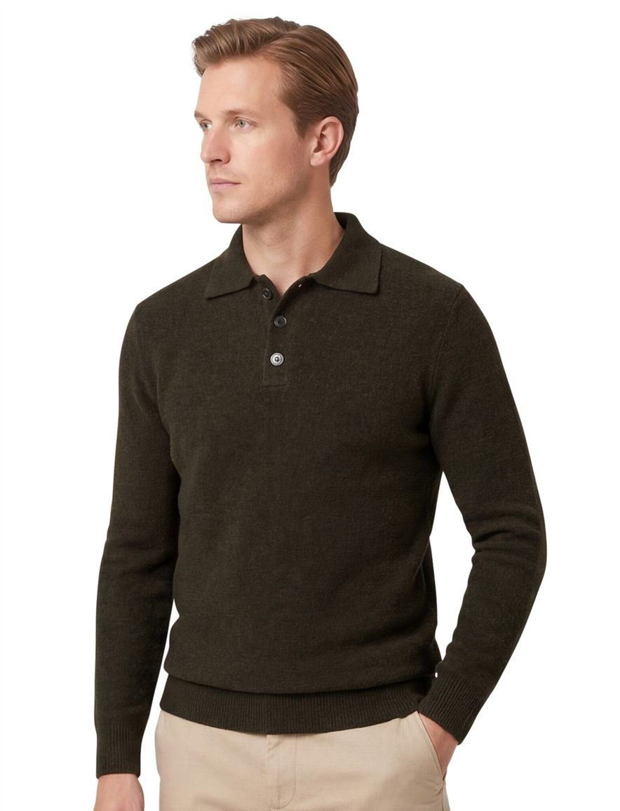 Profuomo polo lange mouw donkergroen