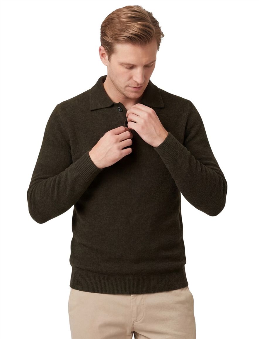 Profuomo polo lange mouw donkergroen