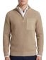 half zip trui Profuomo beige effen normale fit borstzak