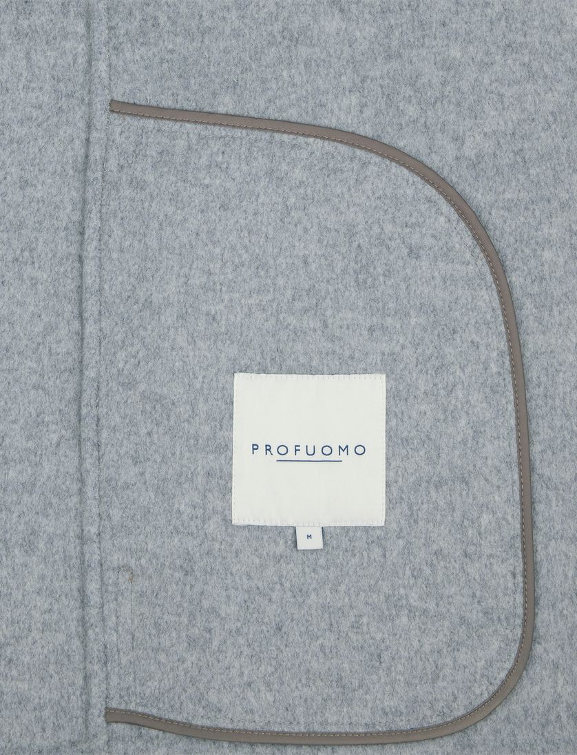 Overshirt Profuomo grijs effen wol