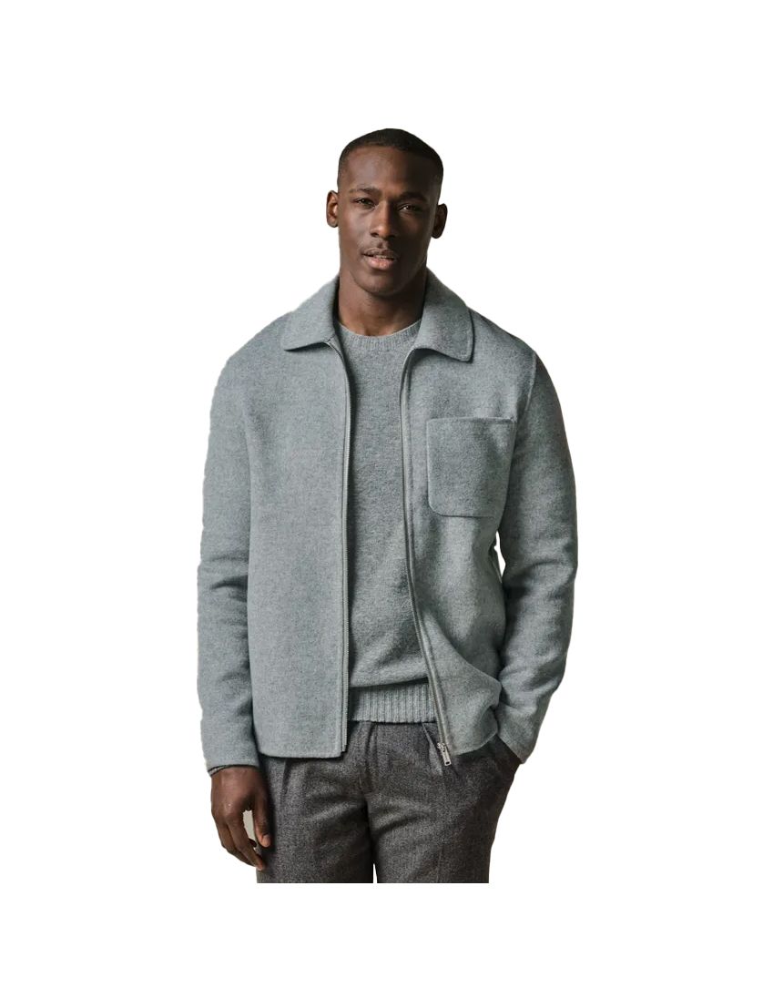 Overshirt Profuomo grijs effen wol